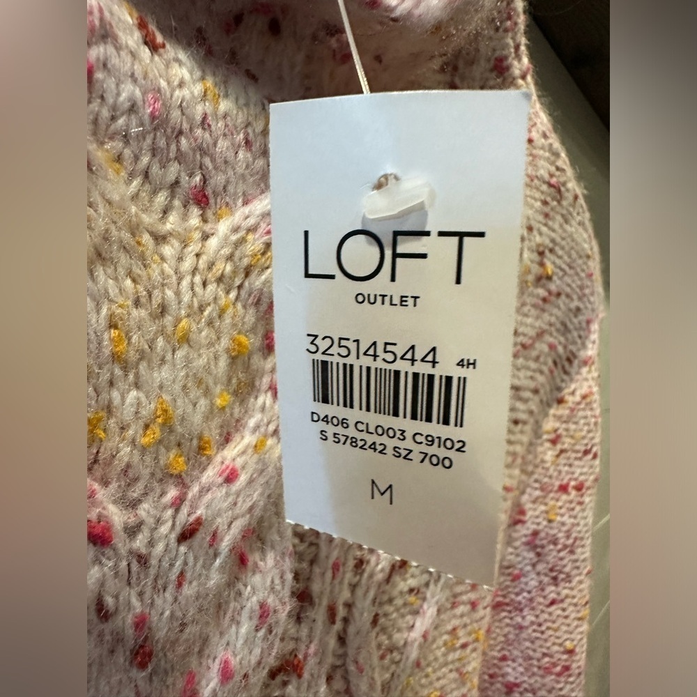 LOFT Outlet Women's Speckled Cable Knit Sweater- size Medium - Picture 2 of 6